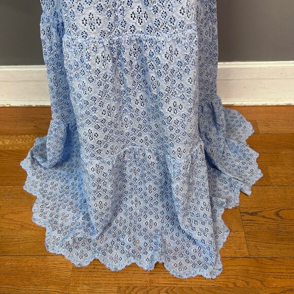 NightCap Clothing Dress Small Lace Cottagecore Off The Shoulder Blue DRAMATIC - Picture 9 of 11